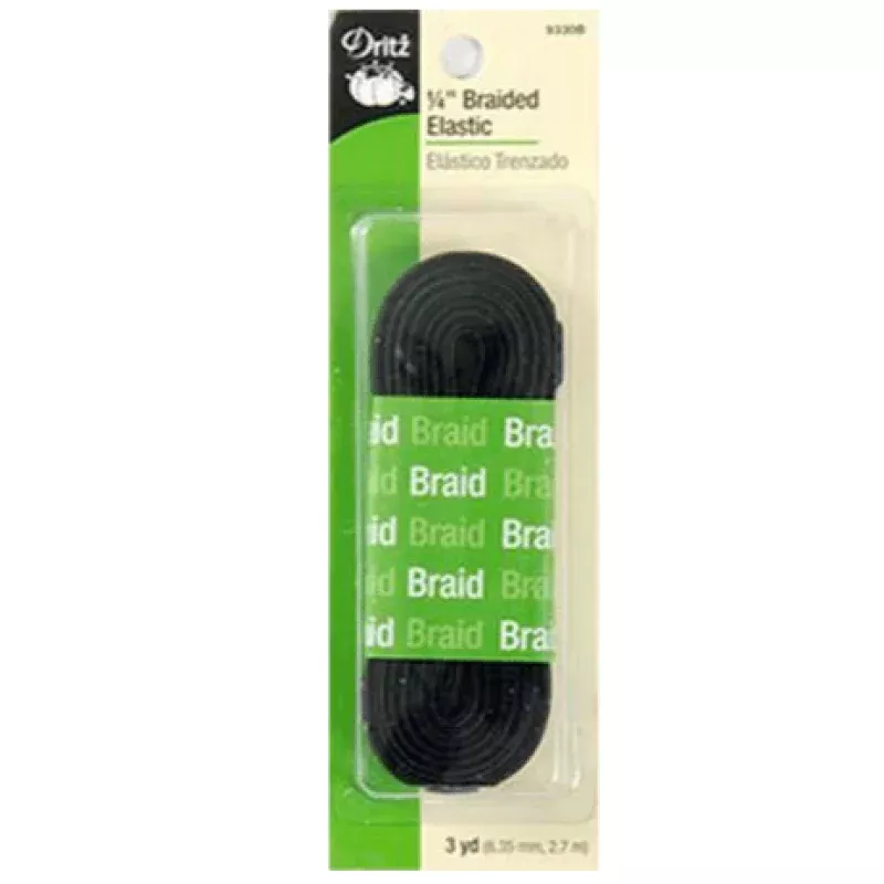 1/4 Braided Elastic in Black