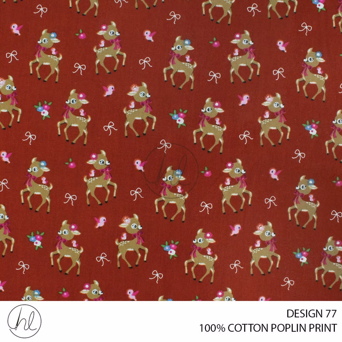 100% PRINTED COTTON POPLIN PER M DESIGN 77 RUST 150CM WIDE