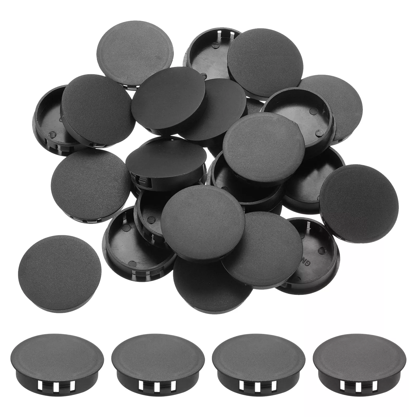 100Pcs 42mm Black Nylon Plastic Round Locking Hole Plugs Insert End Caps