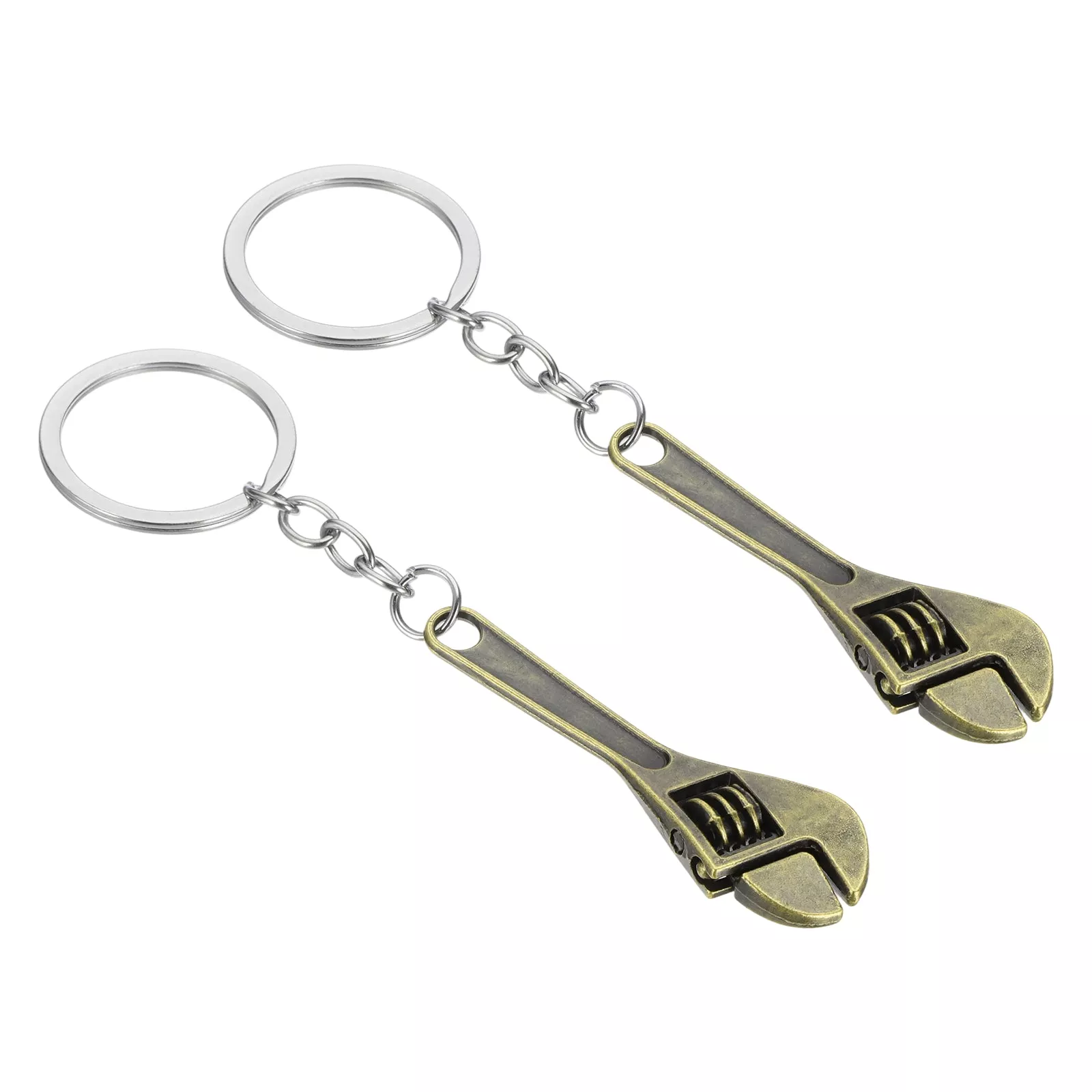 2 Pcs Mini Spanner Wrench Hardware Tool DIY Creative Car Key Ring Bronze