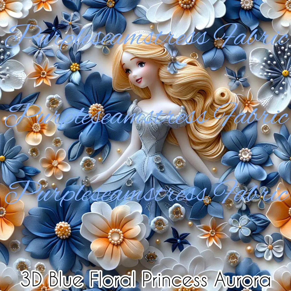 3D Blue Floral Princess AuroraF…