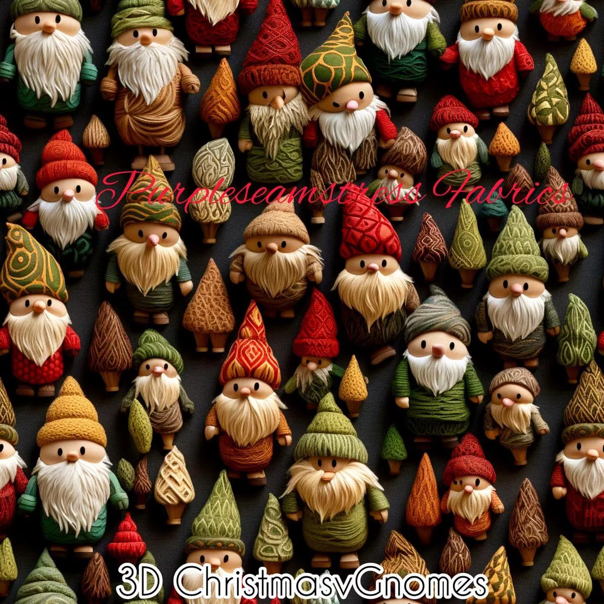3D Christmas GnomesFabric