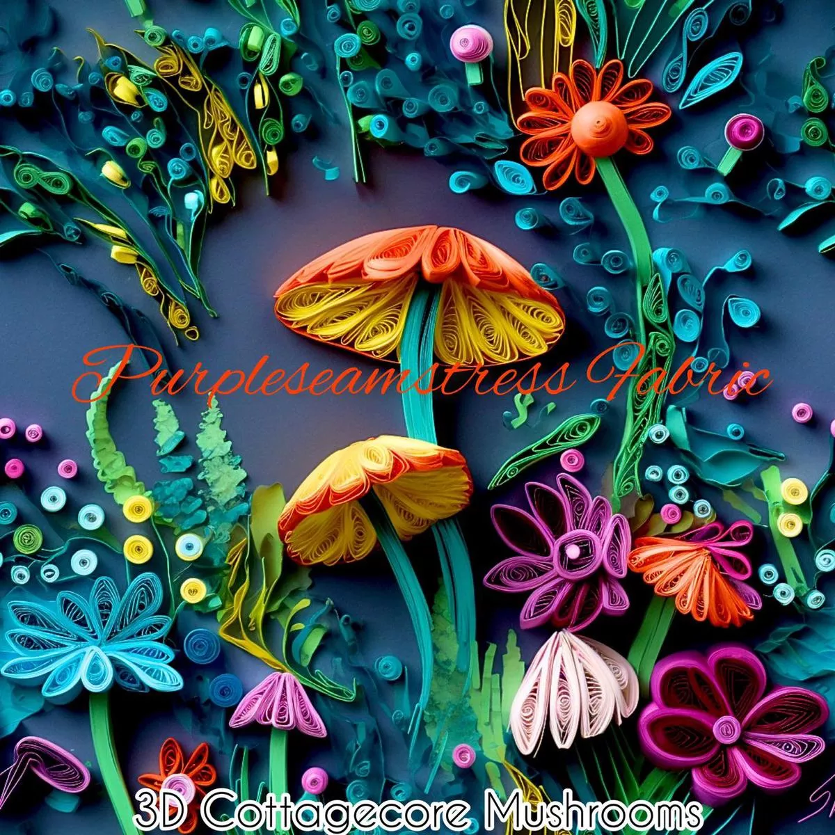 3D Cottagecore MushroomsFabric