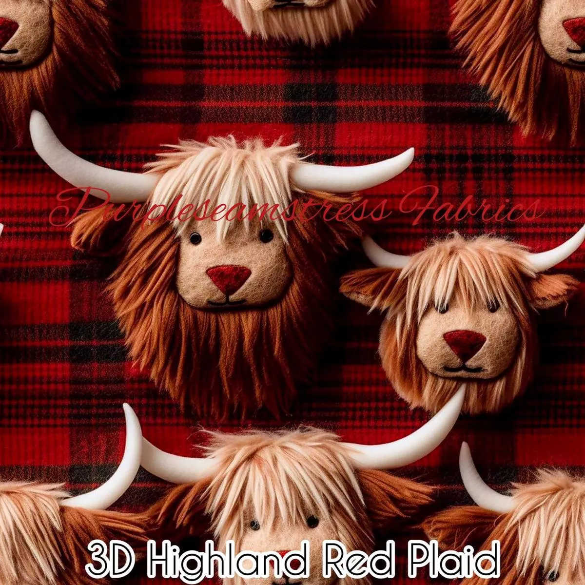 3D Highland Red PlaidFabric