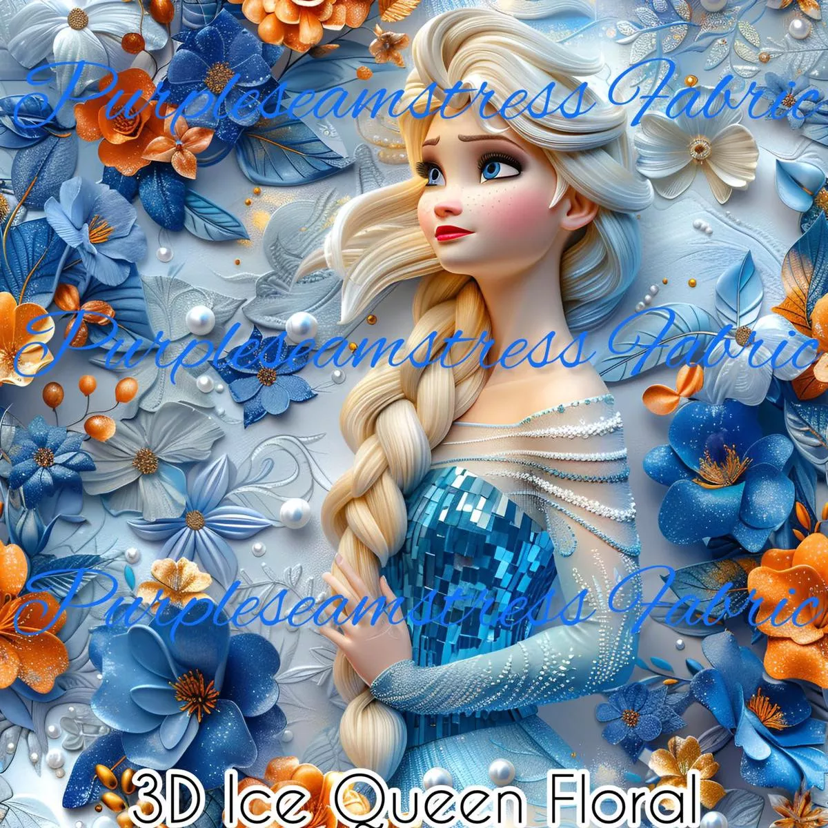 3D Ice Queen FloralFabric