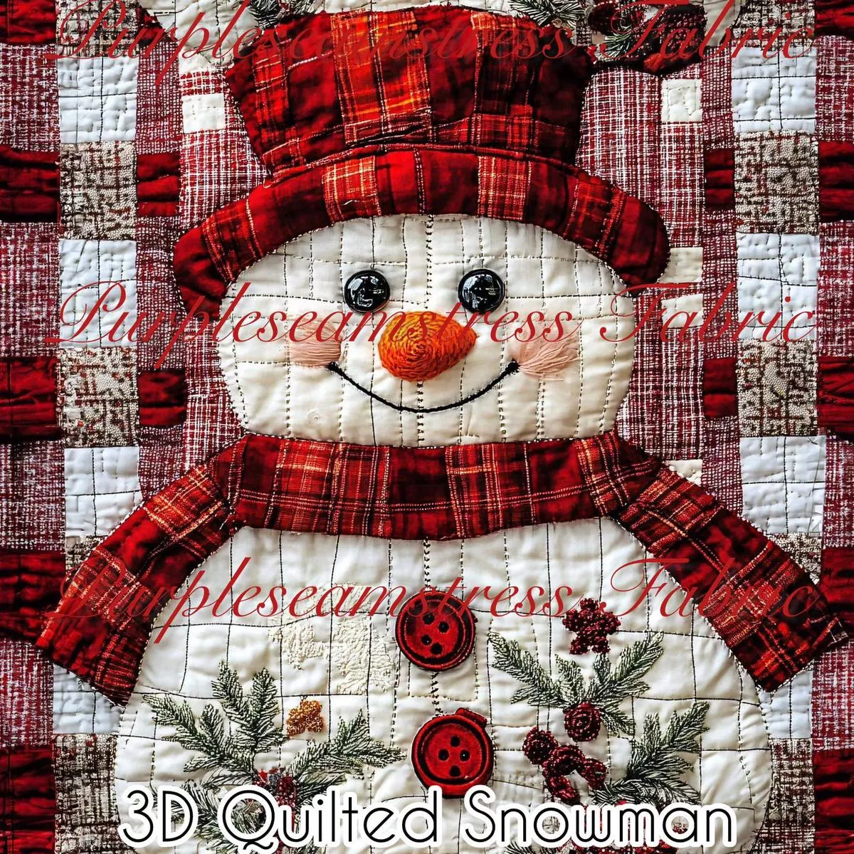 3D Quilted SnowmanFabric
