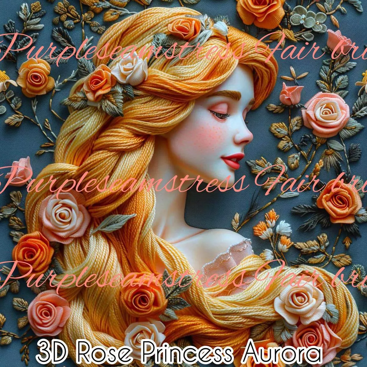 3D Rose Princess AuroraFabric
