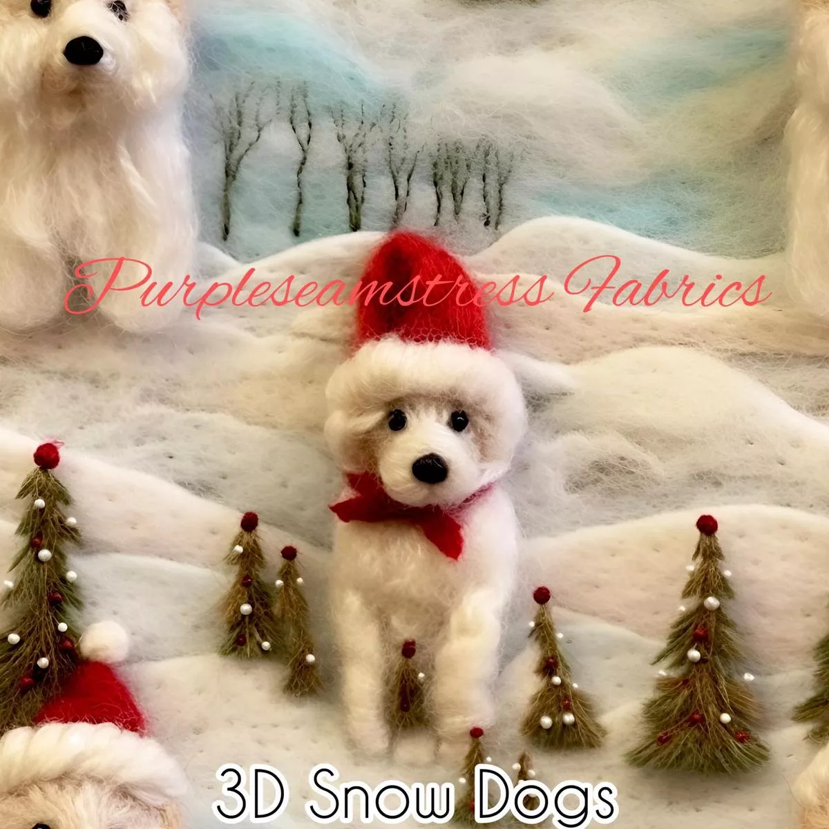 3D Snow DogsFabric