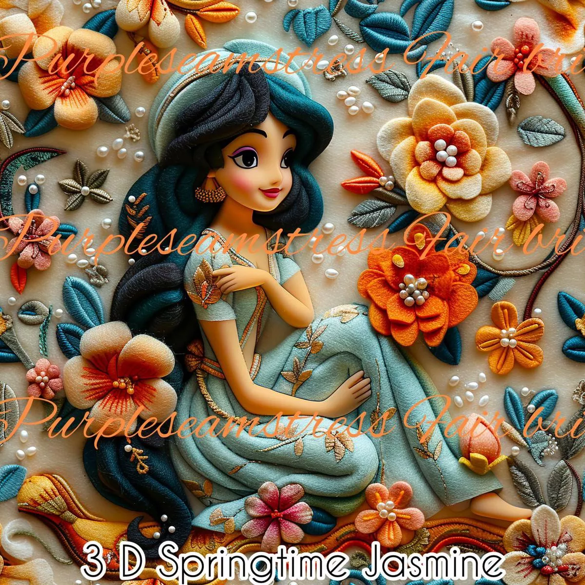 3D Springtime JasmineFabric