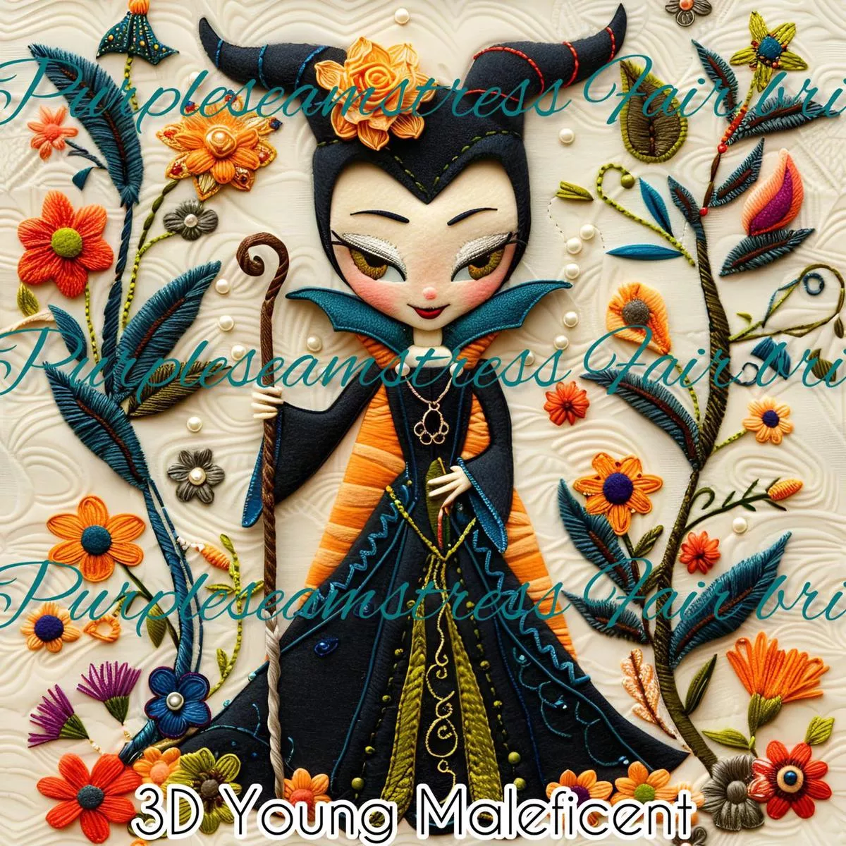 3D Young MaleficentFabric