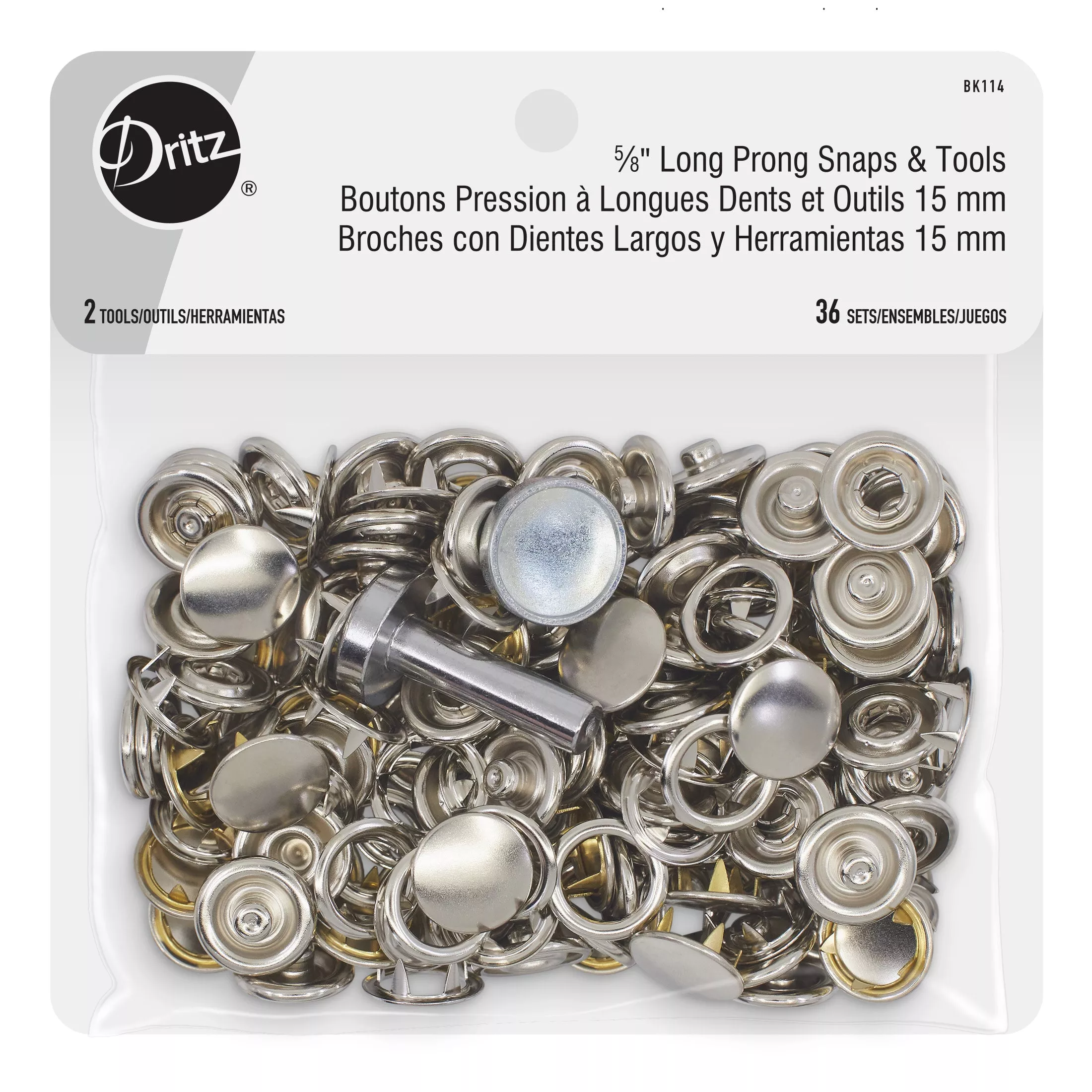5/8″ Long Prong Snaps & Tools, 36 Sets