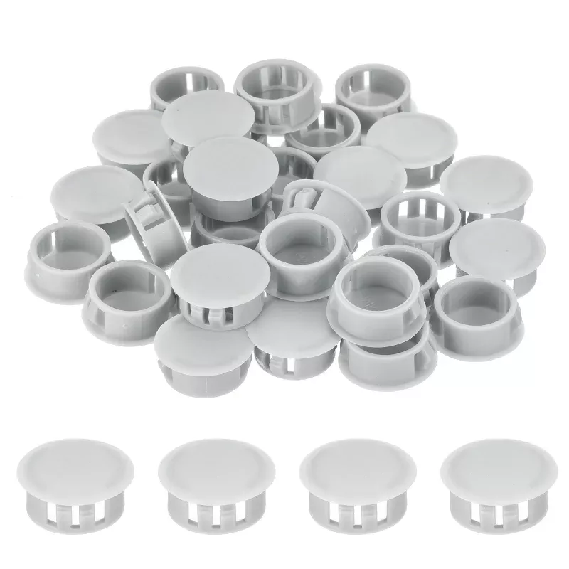 64Pcs 22mm Light Gray Nylon Plastic Round Locking Hole Plugs Insert End Caps