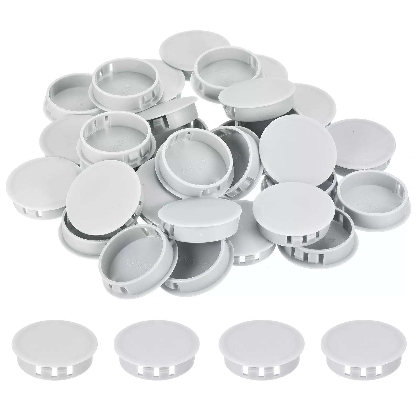 64Pcs 45mm Light Gray Nylon Plastic Round Locking Hole Plugs Insert End Caps