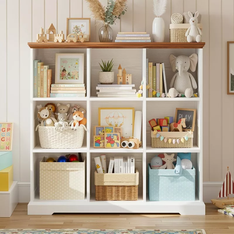 9-Cube Storage Organizer Bookshelf White