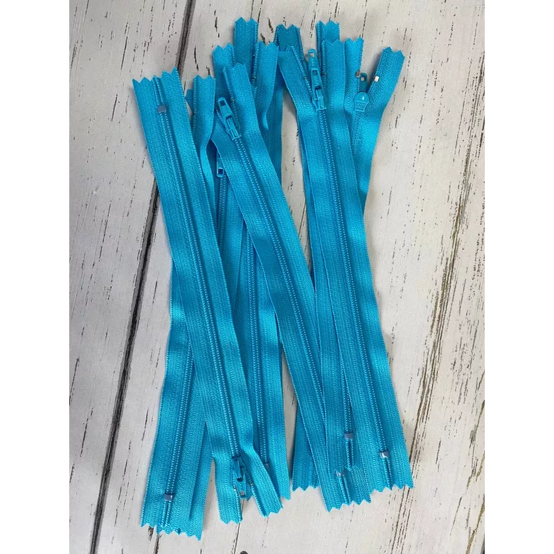 9″ Turquoise nylon coil non-separating, closed-end zipper