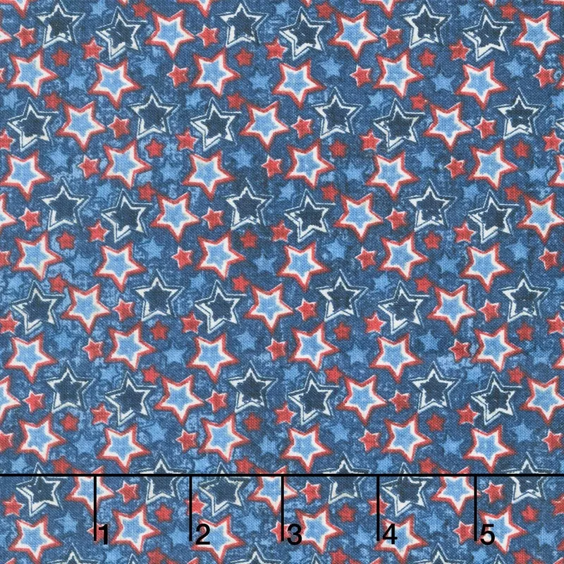 American Heartland – Multi Star Toss Navy Multi Yardage