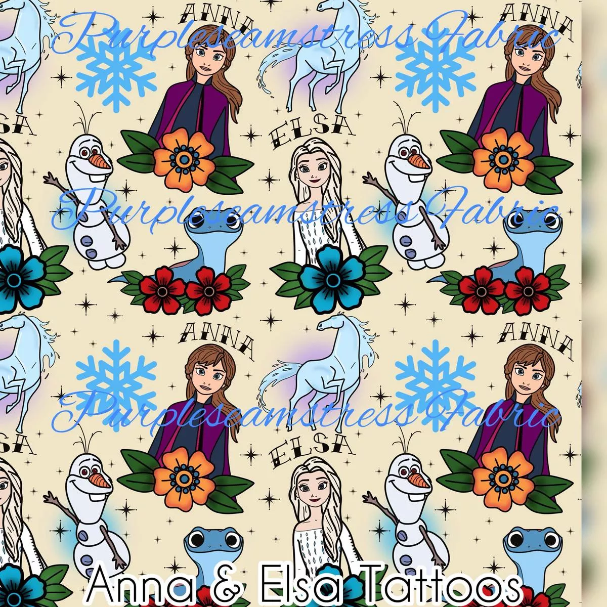 Anna & Elsa TattoosFabric