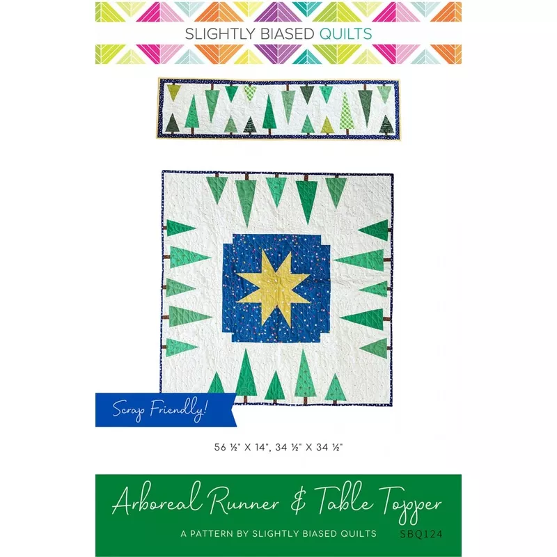 Arboreal Table Runner & Topper Quilt Pattern by Slightly Biased Quilts