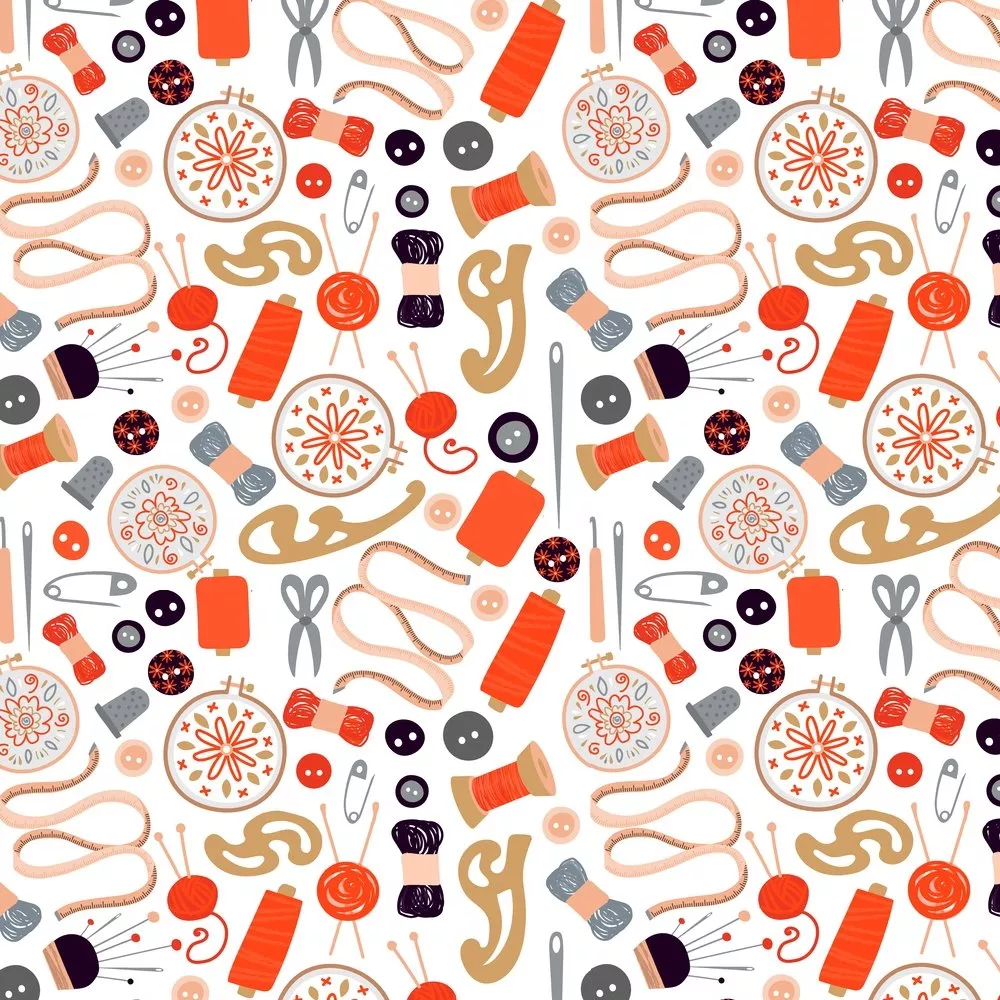 Assorted Sewing Materials Fabric – Red