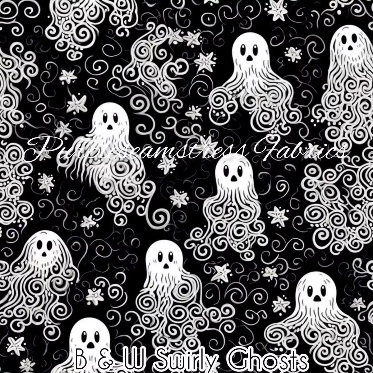 B & W Swirly GhostsFabric