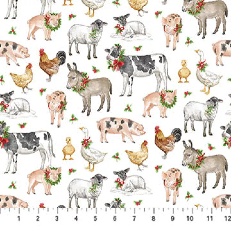 Barnyard Christmas Animals White