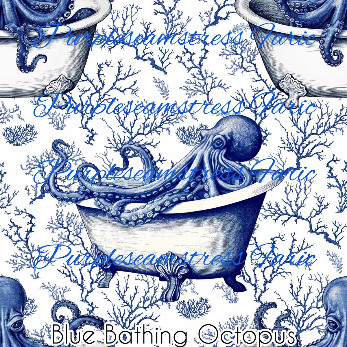 Bathing Blue OctopusFabric