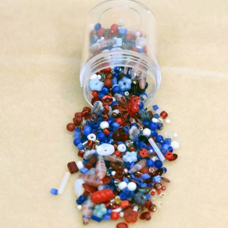 Bead Mixture Red, White & Blue Beads