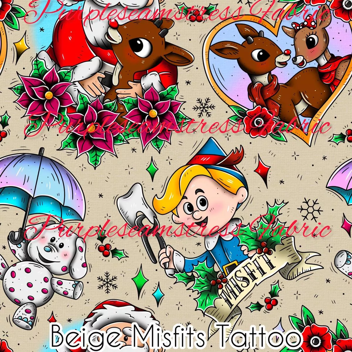 Beige Misfits TattoosFabric