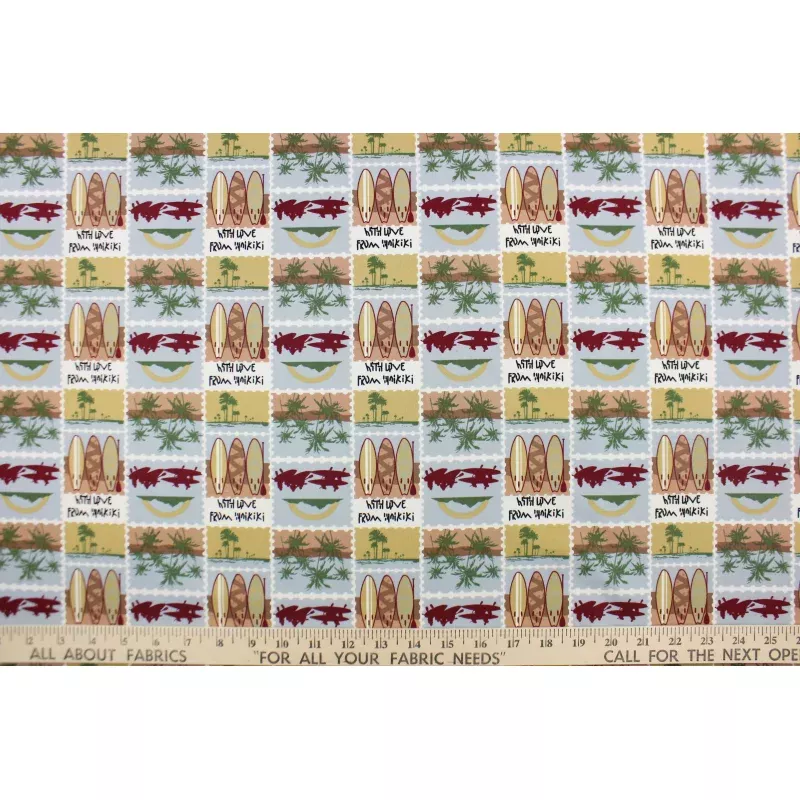 Benartex Hawaii Boxes in Maroon