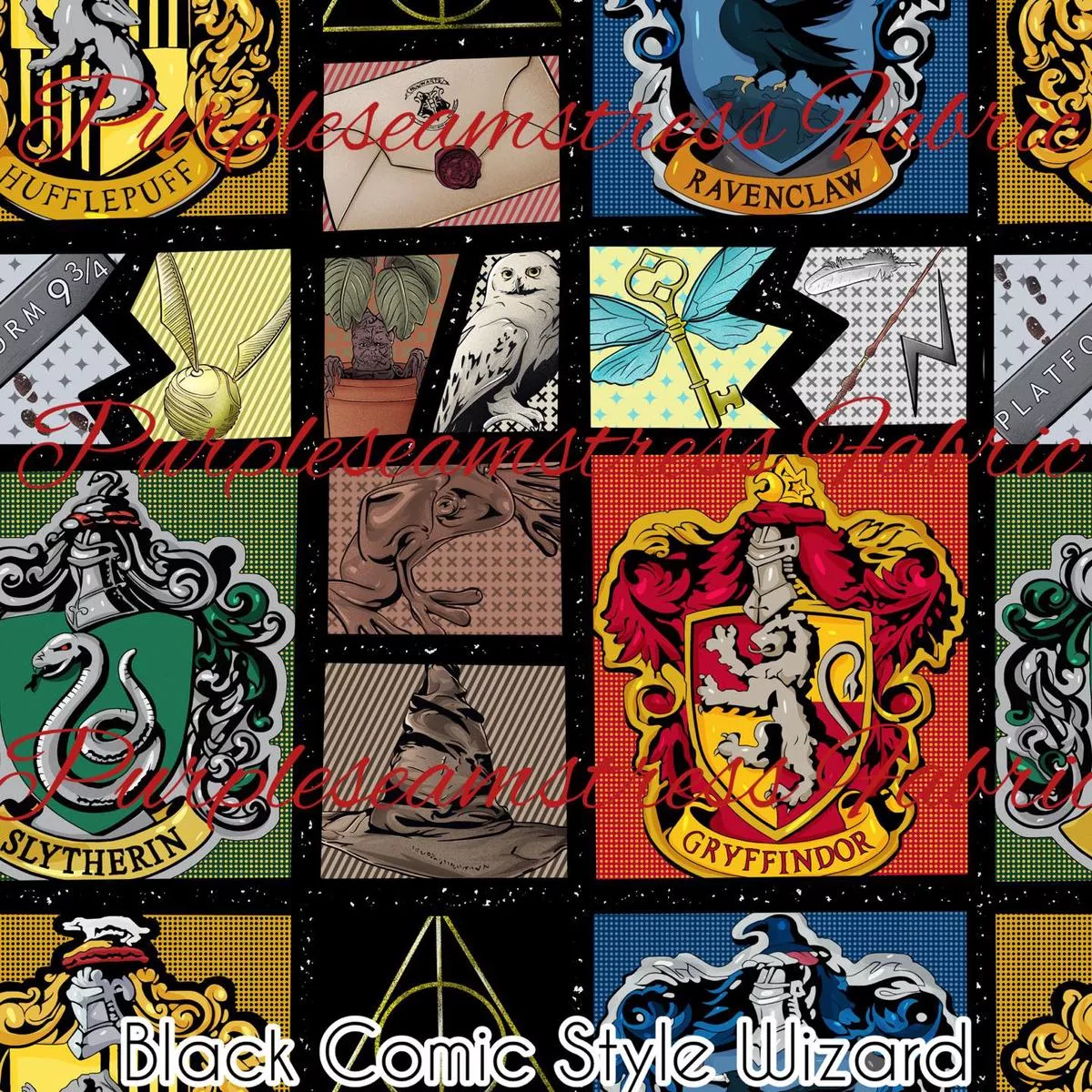 Black Comic Style WizardFabric