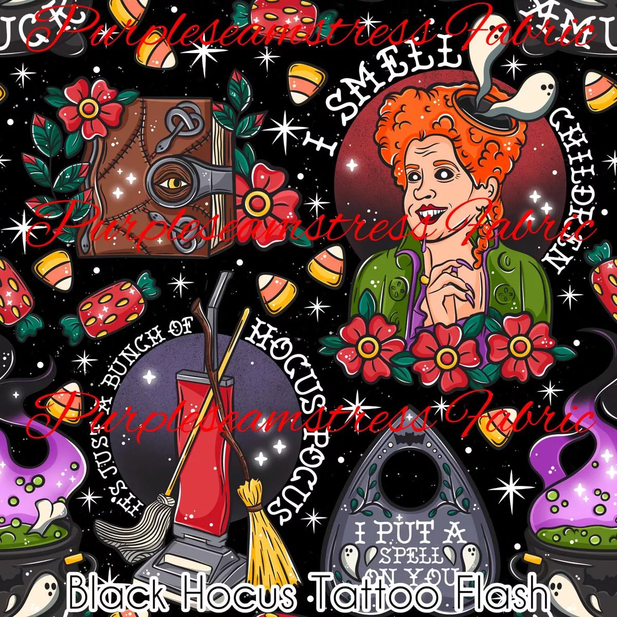 Black Hocus Tattoo FlashFabric