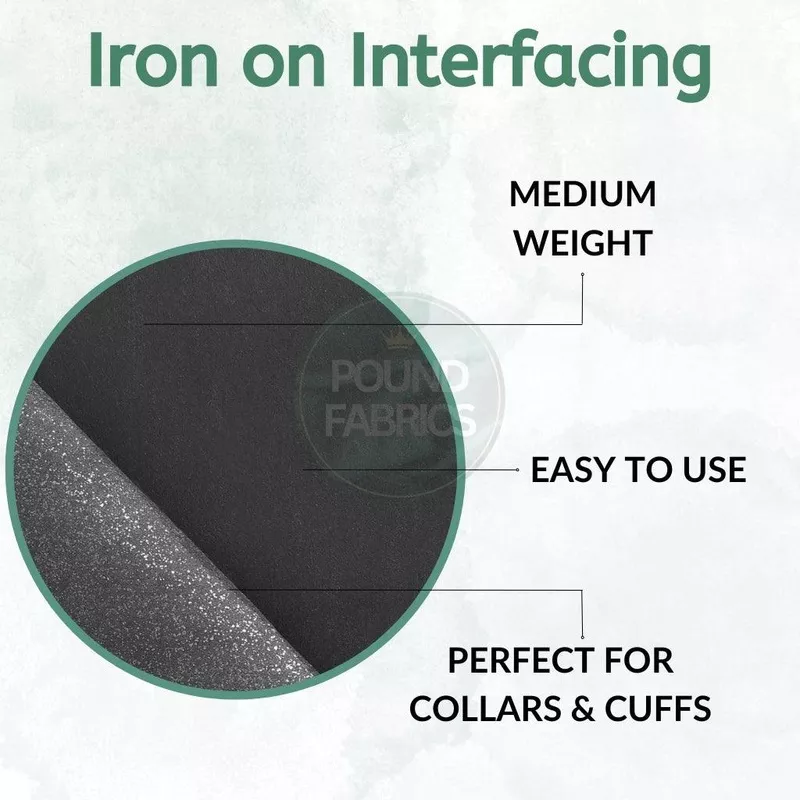 Black Iron on Interfacing – Medium Weight
