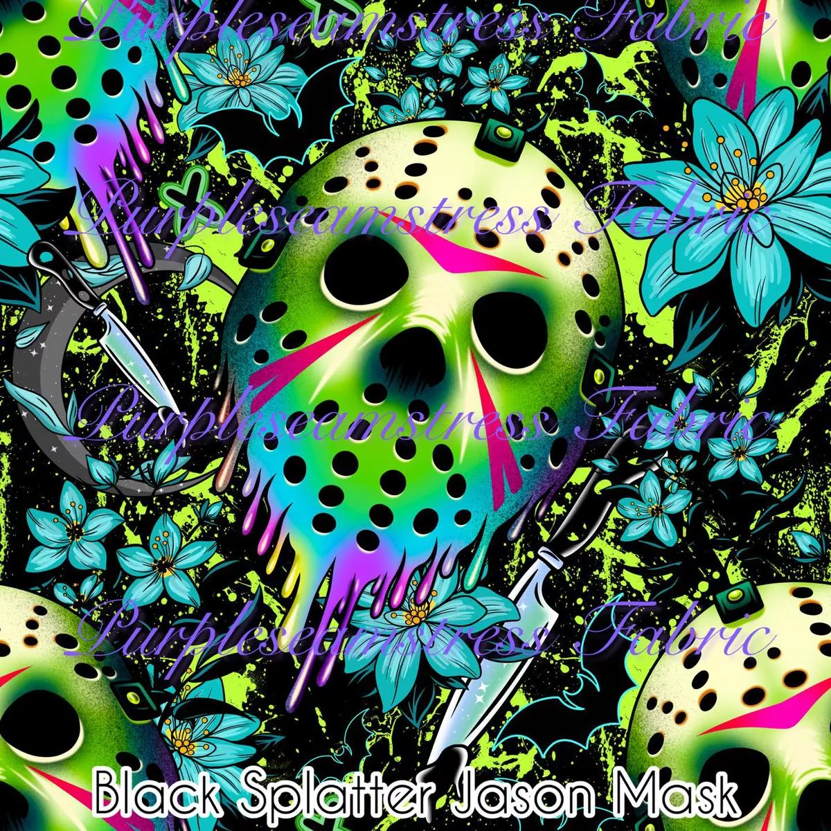 Black Splatter Jason MaskFabric