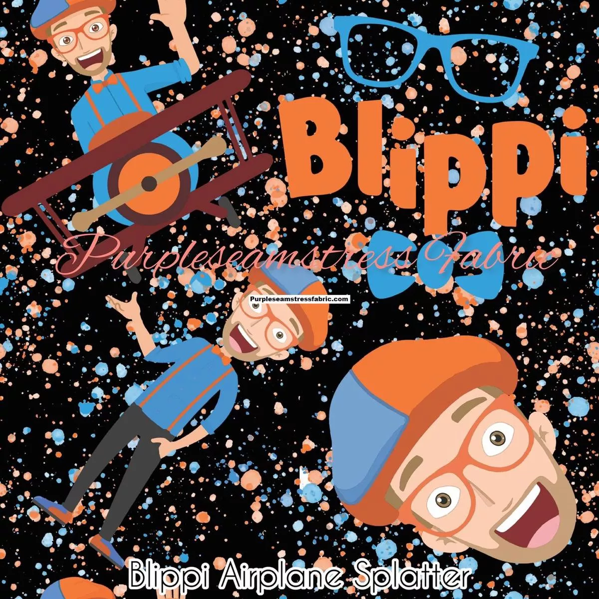 Blippi Airplane SplatterFabric