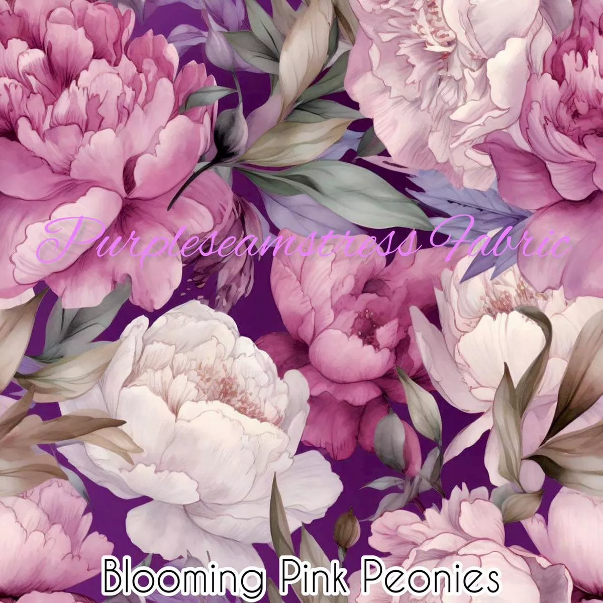 Blooming Pink PeoniesFabric