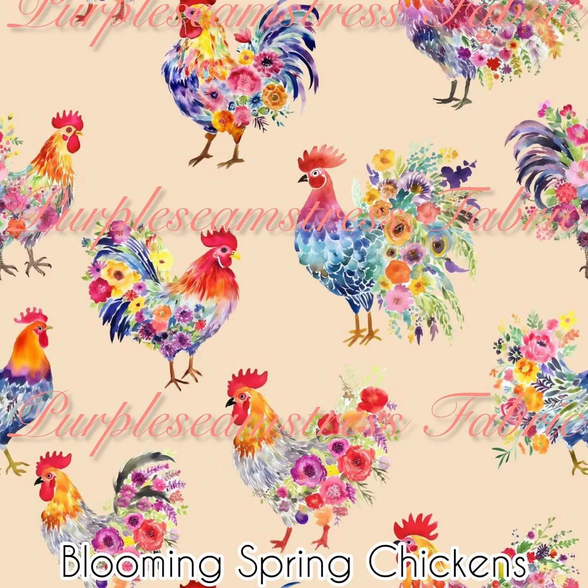 Blooming Spring ChickensFabric