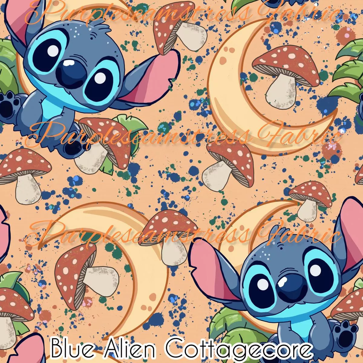 Blue Alien CottagecoreFabric