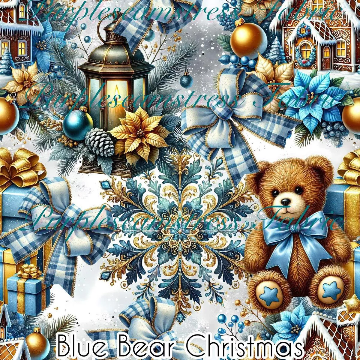 Blue Bear ChristmasFabric