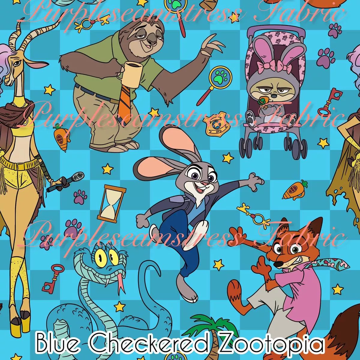 Blue Checkered ZootopiaFabric