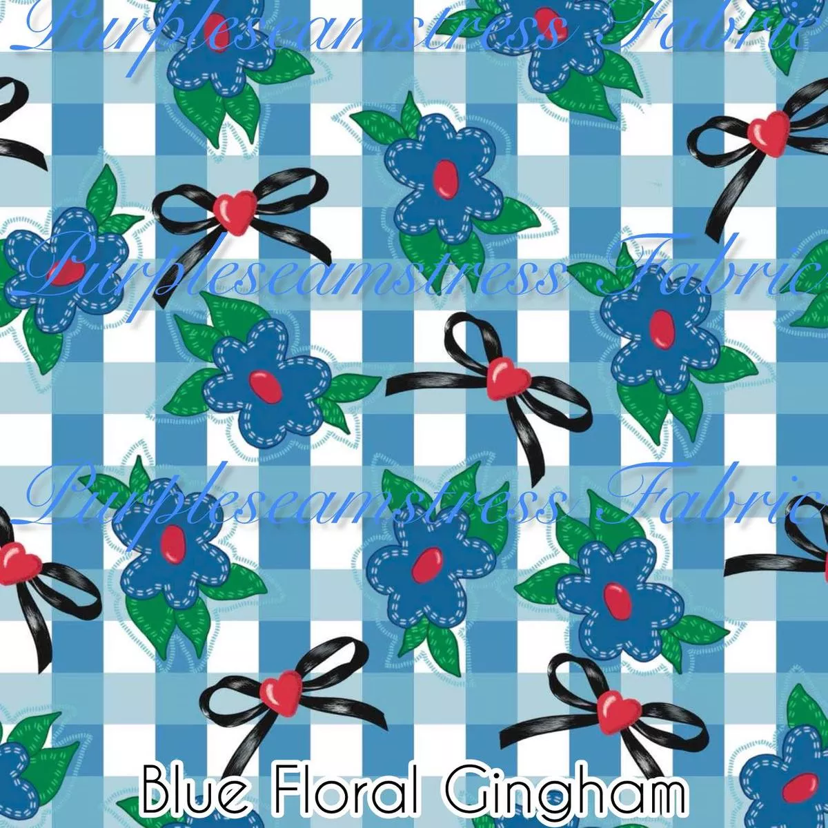 Blue Floral GinghamFabric