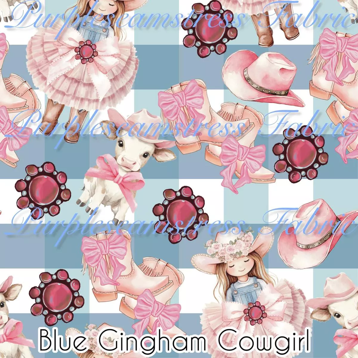 Blue Gingham CowgirlFabric
