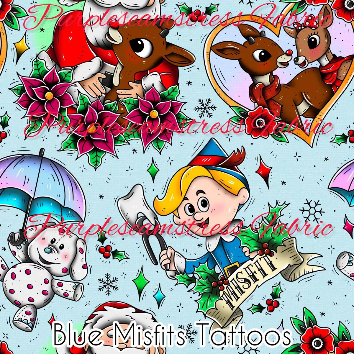 Blue Misfits TattoosFabric