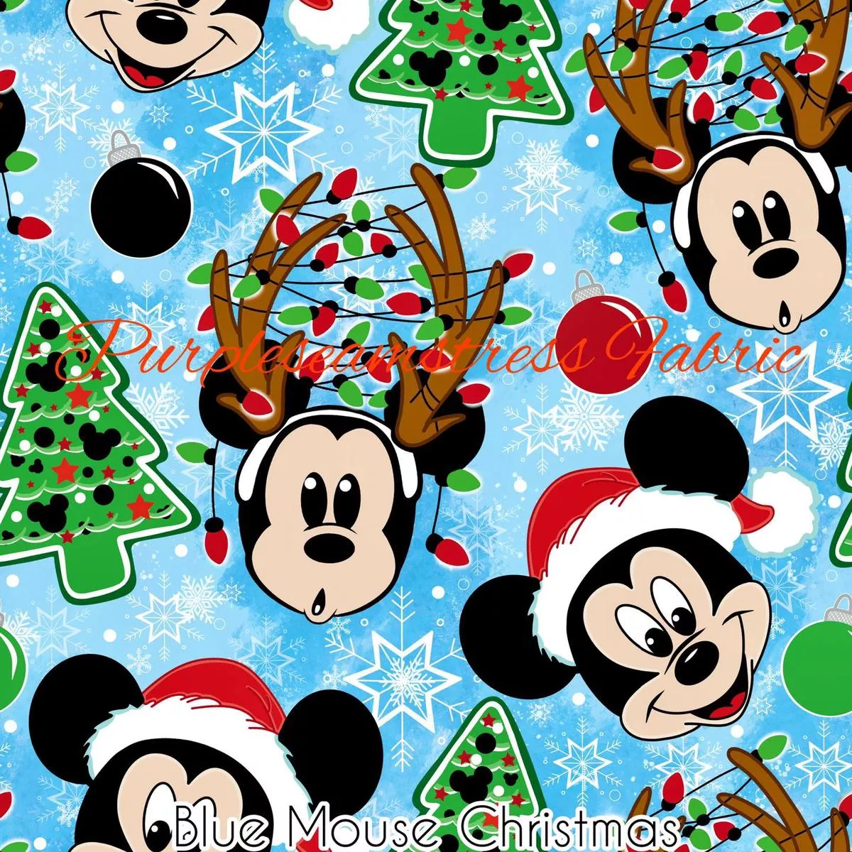 Blue Mouse ChristmasFabric