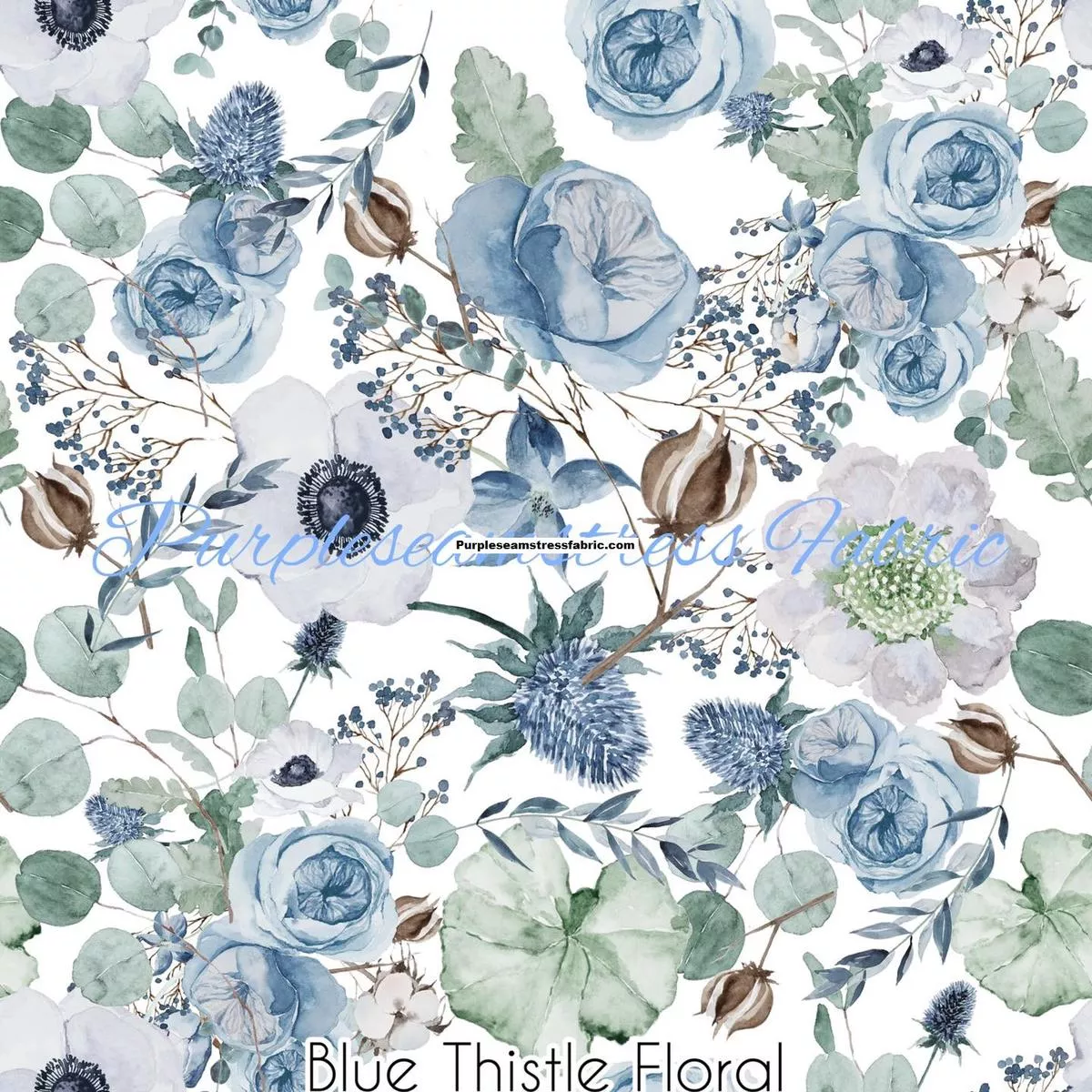 Blue Thistle FloralFabric