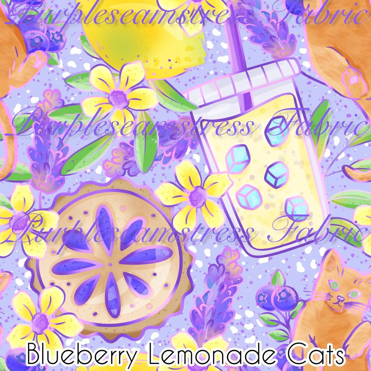 Blueberry Lemonade CatsFabric