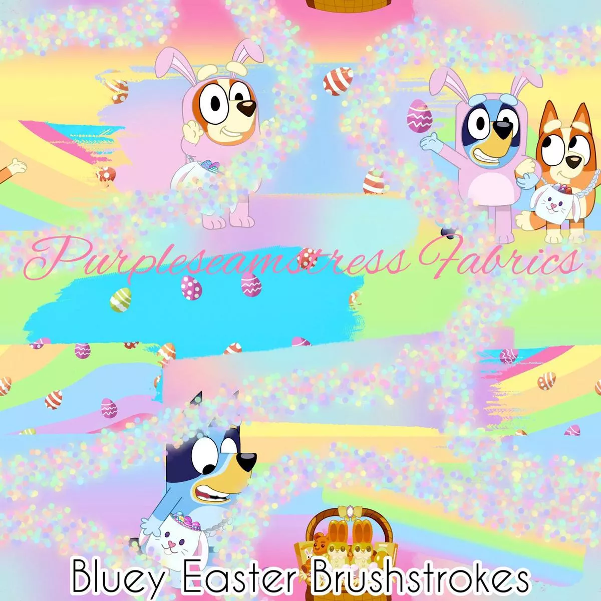Bluey Easter BrushstrokesFabric
