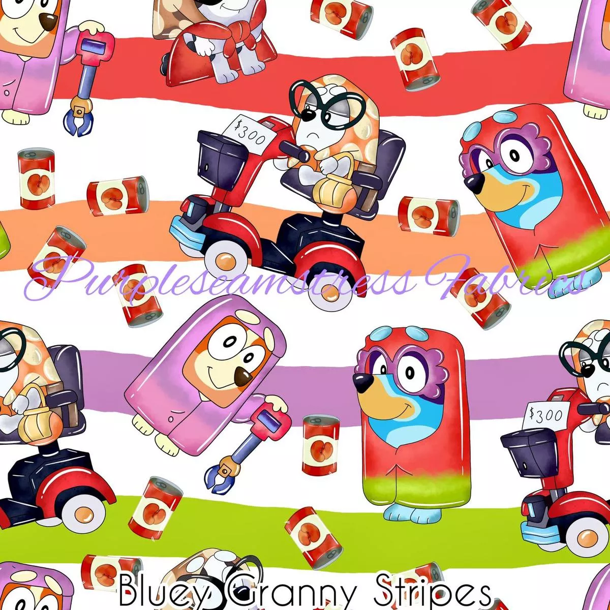 Bluey Granny StripesFabric