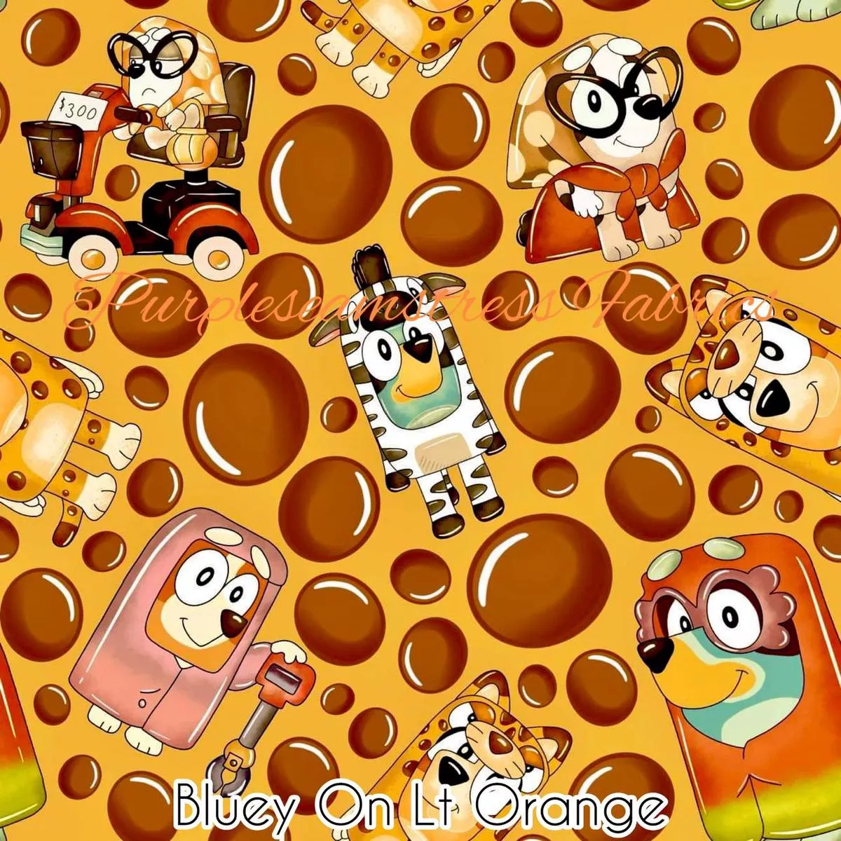 Bluey on Light OrangeFabric