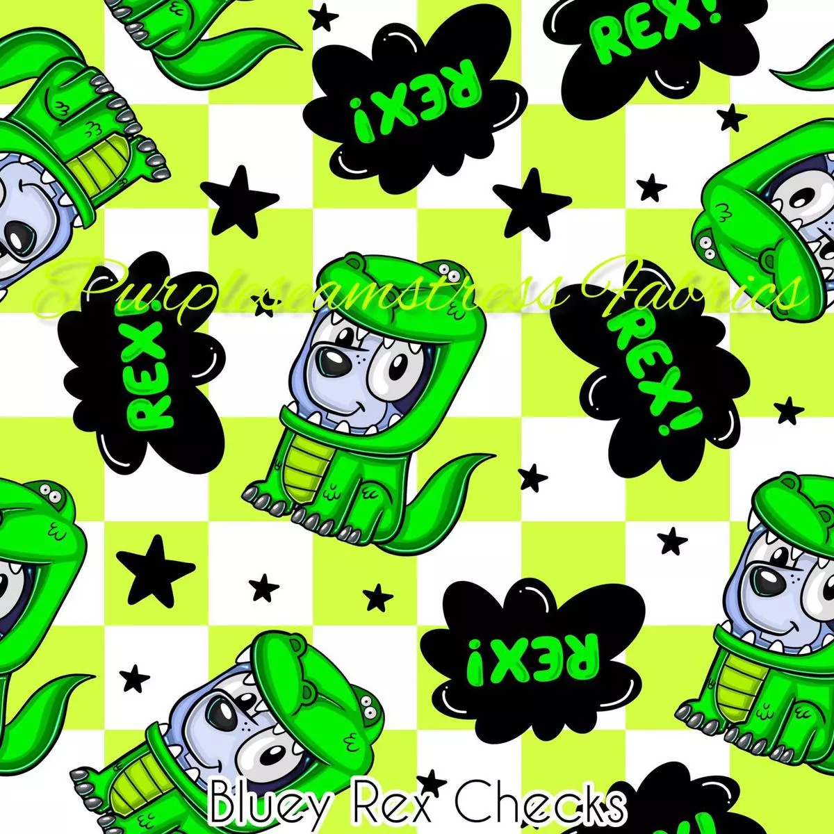 Bluey Rex ChecksFabric