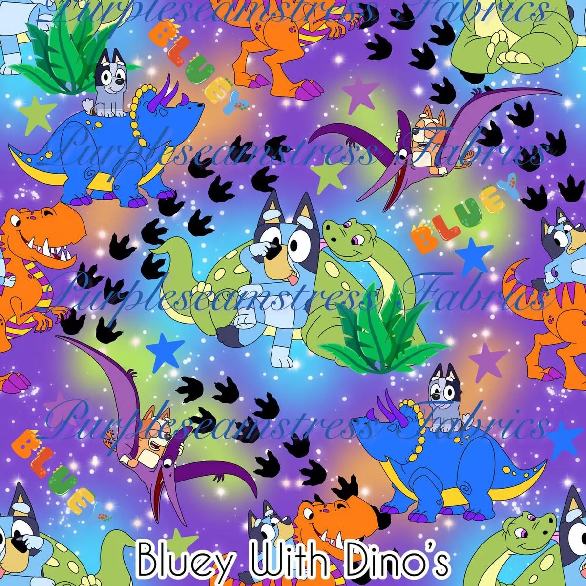 Bluey With DinosFabric